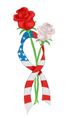 Rose Ribbon Flag Memorial Day Illustration