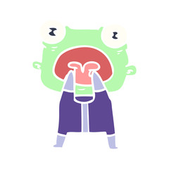 flat color style cartoon weird alien communicating