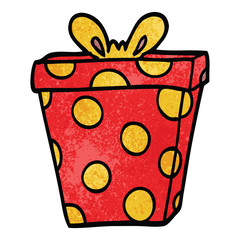 cartoon doodle wrapped present