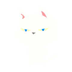 tough flat color style cartoon cat