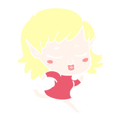 pretty flat color style cartoon elf girl running