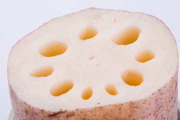 Closeup of lotus root. Cross Sectional View Of Lotus Root
