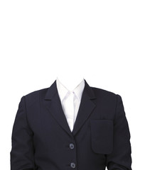 Woman Suit Without Head on White Background.