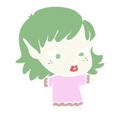 pretty flat color style cartoon elf girl