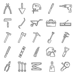 Repair and construction tools, thin line icons