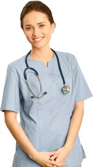 Female healthcare professional in scrubs