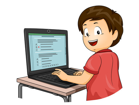 Kid Boy Computer Based Test Illustration