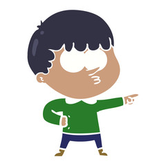 flat color style cartoon pointing boy