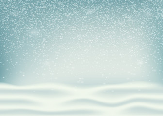 Winter landscape background with snowfall. Background for winter holidays design. Vector.