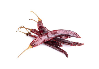 Vegetables, Dried red chili or chilli cayenne pepper  on white background