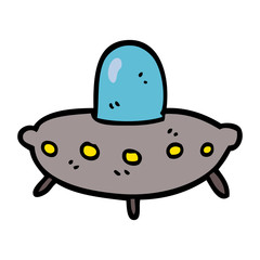 cartoon doodle alien spaceship