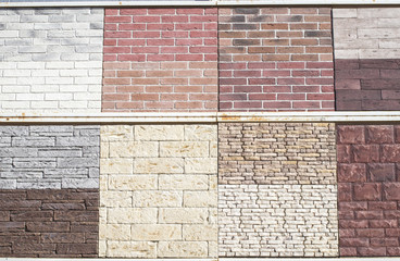 New facade decorative  tiles imitating stone, wood  and bricks