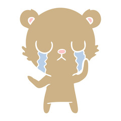 crying flat color style cartoon bear