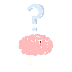 flat color style cartoon curious brain