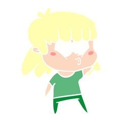 flat color style cartoon whistling girl