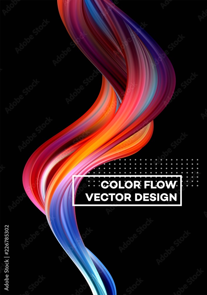 Sticker modern colorful flow poster. wave liquid shape in color background. art design for your design proje