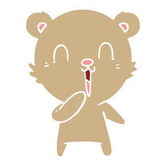 happy laughing flat color style cartoon bear