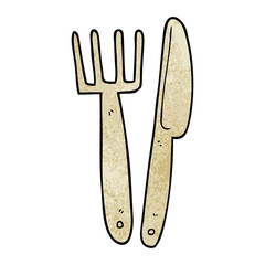 cartoon doodle plastic knife and fork