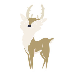 flat color style cartoon happy stag