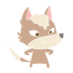 friendly flat color style cartoon wolf