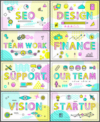 Modern Creative Banners Set with Linear Icons