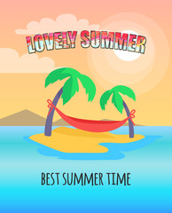 Lovely Summer Best Time Vector Illustration