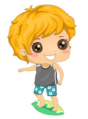 Kid Boy Skimboard Illustration