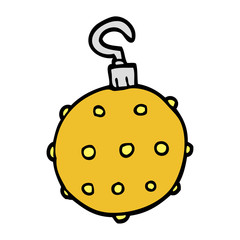 cartoon doodle golden xmas bauble