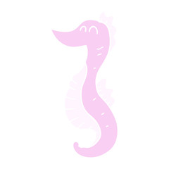 flat color illustration of a cartoon seahorse
