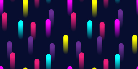 Colorful abstract geometric pattern with 3D gradient shapes. Dark retro futuristic background. Vector illustration.