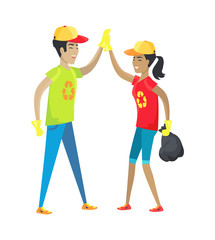 People Volunteering Together Vector Illustration