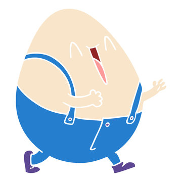 humpty dumpty flat color style cartoon egg man
