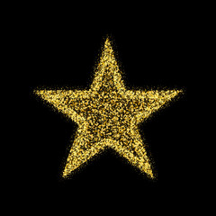Gold glitter vector star. Golden sparkle luxury design element. Amber particles.