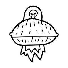 line drawing cartoon alien spaceship