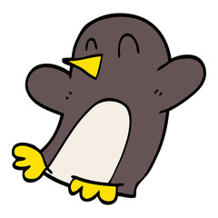 cartoon doodle dancing penguin