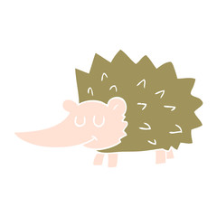 flat color illustration of a cartoon hedgehog