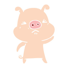 Obraz na płótnie Canvas flat color style cartoon grumpy pig
