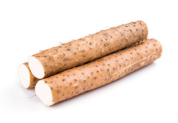 Chinese yam on white background