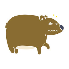 flat color style cartoon bear with a sore head