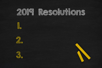 Resolutions in 2019 writings on chalkboard