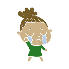 flat color style cartoon crying woman