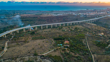 Viaducts near Agrigento city. Sicily, Italy.