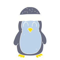 flat color illustration of a cartoon penguin