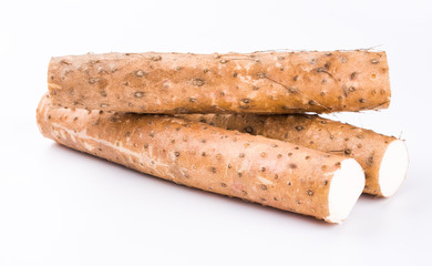 Chinese yam on white background