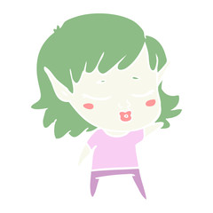 pretty flat color style cartoon elf girl