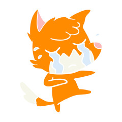 crying fox flat color style cartoon dancing