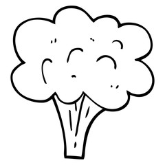 line drawing cartoon broccoli stalk