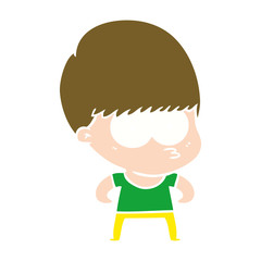 curious flat color style cartoon boy