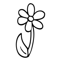 line drawing cartoon single flower