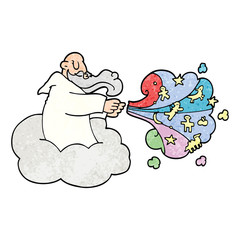 cartoon doodle god on cloud